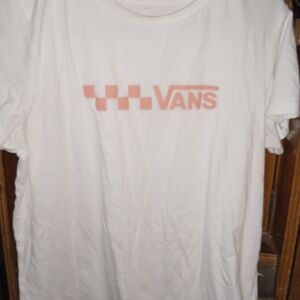 Vans White Tee with Subtle Pink Accents